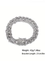 Bracciale cubano argento con diamanti sintetici e chiusura a cassetta per uomo - Bracciale Argentato / 21cm