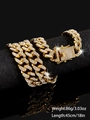Collana a catena cubana dorata con strass scintillanti e chiusura a cassetta per uomo - Collana d'oro / 45cm