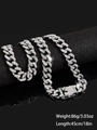 Collana a maglie cubane argento ghiacciata da 18 pollici con strass in cristallo - Collana Argento / 45cm