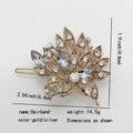 Fermaglio per capelli a foglia con strass bianchi e base in metallo dorato lucido - Stile 2 Oro