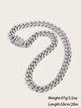 Collana a catena cubana argento da 50cm con cristalli di zirconia lucidi di alta qualità - Collana Argento / 50cm