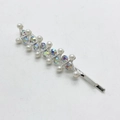 Detail of colorful AB rhinestones and white pearls on a silver-plated alloy hair clip - Clear