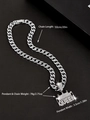 Iced out silver QUEEN crown pendant necklace with 20 inch Cuban link chain for women - Silver (Pendant + Chain)