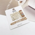 Set accessori capelli dorati con pettine di strass colorati e forcine eleganti - Dopamina Colorata