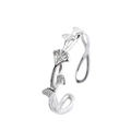 Bague ouverte élégante en argent sterling S925 avec motif de feuilles de ginkgo - Bague Ginkgo / Argenté