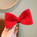 Elegant large red wool bow hair clip for women, handmade felt duckbill hairpin accessory - Red