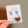Pendientes de clip con botella de leche y galleta para niñas sin perforaciones - Galleta de Leche