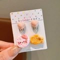 Pendientes de clip asimétricos para niña con gato rosa y pez amarillo con corazones - 4-Pez Pequeño