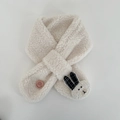 Sciarpa in pile bianco crema per bambini con simpatico coniglio e etichetta handmade - Bianco