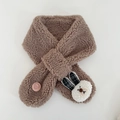 Scaldacollo marrone in lana d'agnello per bambini con patch a coniglio ed etichetta a mano - Marrone