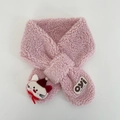 Sciarpa in peluche rosa per bambini con gattino dei cartoni animati e cappello di Babbo Natale - Rosa