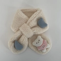 Scaldacollo in peluche per bambini bianco crema con nuvole blu e orsetto 3D - Bianco Sporco Orso
