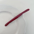 Minimalist deep red acetate hair clip with gold France Handmade logo engraving - Bean Paste Pink