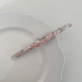 Pink marble acetate hair clip with gold label and France handmade lettering - Pink Gradient