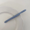 Light blue acetate spring hair clip with gold handmade stamp on ceramic plate - Blue
