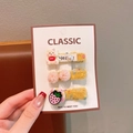 Three-piece cute kids' hair clips set with yellow plush finish and cartoon embroidery - Yellow Series