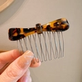 Pettine per capelli con fiocco in acetato leopardato e clip in metallo da 10 denti - Tartarugato Scuro