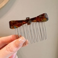 Elegante pettine per capelli con fiocco tartarugato e perno in metallo a 10 denti retro - Blu Floreale