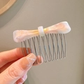 Pink marble acetate bow hair comb with silver metal teeth for elegant women's hairstyling - Floral Yellow