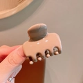 Minimalist medium acrylic shark clip in glossy creamy coffee color for fine hair - Khaki