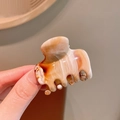 Polished amber marble pattern small acrylic hair claw clip for fine hair styling - Coffee Gradient