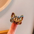 Mini vlinder haarklem met een schildpadpatroon in bruin en hemelsblauw acetaat - 4-Blauw Bruin