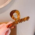 Pince à cheveux artisanale en acétate écaille d'ambre avec ressort en métal robuste - Rayé Marron