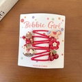 Set de 5 barrettes rouges pour filles avec motifs mignons d'ours, poney et fleurs - 2 Clips Bb Cheval De Troie (paquet De 5)