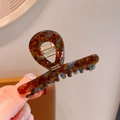 Pince à cheveux faite main en acétate avec motif écaille et touches de bleu - Bleu Marron