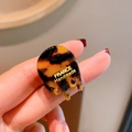 Mini acetate hair claw clip with classic tortoiseshell pattern and gold handmade lettering - Dark Tortoiseshell