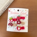 Lot de 5 barrettes à cheveux rouges pour filles avec motifs fraise et lapin en résine - Barrette Fraise