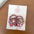 Élastiques à cheveux festifs en peluche rouge pour filles avec fraise et champignon - 9. Chouchous À Cheveux À Motifs De Fruits Et De Fleurs (lot De 5)