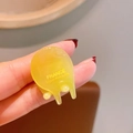 Mini amber yellow acetate hair claw clip with France Handmade lettering for women - Yellow