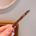French handmade long bobby pin featuring tortoise shell pattern in amber and blue - Blue Brown