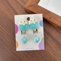 Blaue Kaninchen-Eiscreme-Clip-Ohrringe für Mädchen mit Glitzerharz und Perlendetail - Eis am Stiel Stil