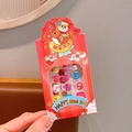 Reusable press-on nail set for girls featuring festive New Year and Christmas patterns - Smiley Face