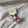 Élastiques à cheveux chiot en peluche avec nœuds vichy rouges, lot de 2 pièces - Paire d'Élastiques Cheveux Chien Peluche (3-Petit Chien Élastique)