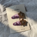 Lot de deux barrettes en velours violet avec paillettes dorées et strass étincelants - Violet