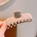 Minimalist high-gloss acrylic hair claw clip in elegant cream beige color for women - Khaki
