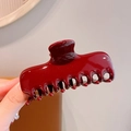 Deep burgundy glossy acrylic rectangle hair claw clip for thick hair styling - Burgundy