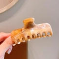 Premium amber marble rectangular acrylic hair claw clip for elegant women styling - Toffee