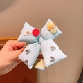 Sweet light blue bow scrunchie with cute dog charm and sparkling heart rhinestones - Blue