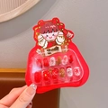 Reusable red festive press-on nails for girls featuring fireworks and bow patterns - Fireworks
