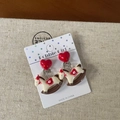 Cute red heart and white rocking horse clip-on earrings for kids on display card - Rocking Horse (5-Rocking Horse)