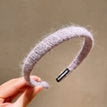 Lila gestricktes Stirnband für Damen mit handgefertigtem Etikett für einen warmen Winter - Lila Rosa