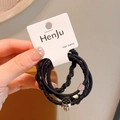 Ensemble d'élastiques noirs avec breloque cœur étincelante et pendentif à motif étoile - Noir Ananas
