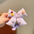 Sweet purple bow scrunchie with cute cat charm and crystals for girls' ponytails - Purple