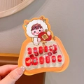Red Lunar New Year themed press-on nails set for kids featuring cute dragon and lucky motifs - Fortune