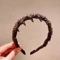 Cerchietto leopardato con denti antiscivolo per acconciature voluminose da donna - Fascia per Capelli Larga Caffè