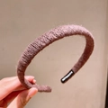 Chic lotus pink knitted headband with thick wool texture for autumn and winter - Brown